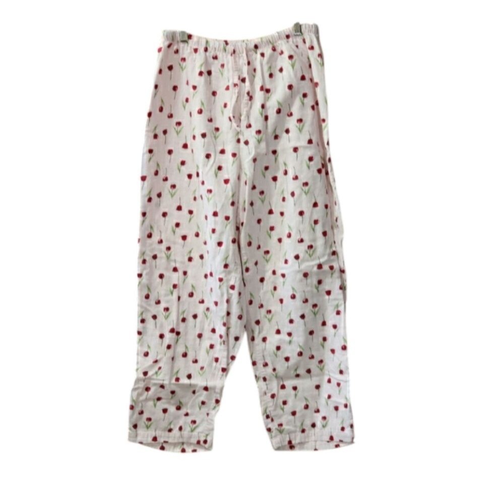 Lord & Taylor Pink Green Rose Print Pajama Sleepwear Set Women’s Lounge Intimate
